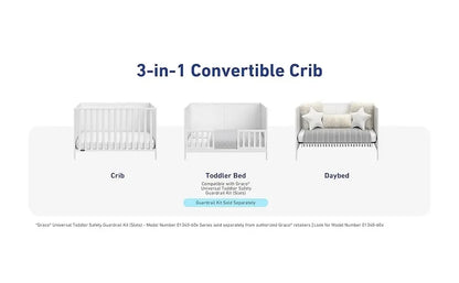 3-in-1 Convertible Crib (White) - Gold Certified, Converts to Toddler Bed & Daybed, Fits Standard Full-Size Crib Matt