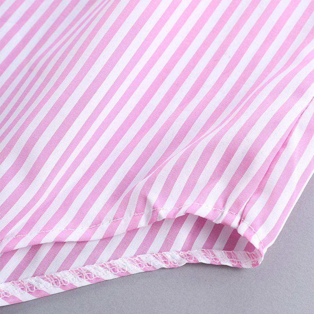 M-4XL Women Tunic Shirt Striped Long-sleeves V Neck Mid Long Turn-down Collar Loose Fit Casual Summer Elegant Ladies Blouse Top