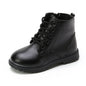 Kids Casual Boots PU Leather Black Zipper for Boys Girls Cross-tied Children Ankle High Boots Anti-skid Round Toes Soft Quality
