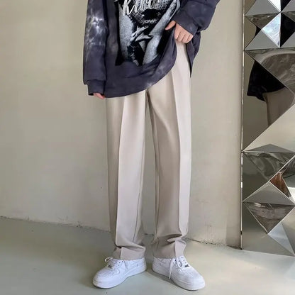 Spring Summer New Men Straight Casual Pants Korean Loose Suit Trousers Baggy White Elegant Pant Male Streetwear Y2k Men Clothing