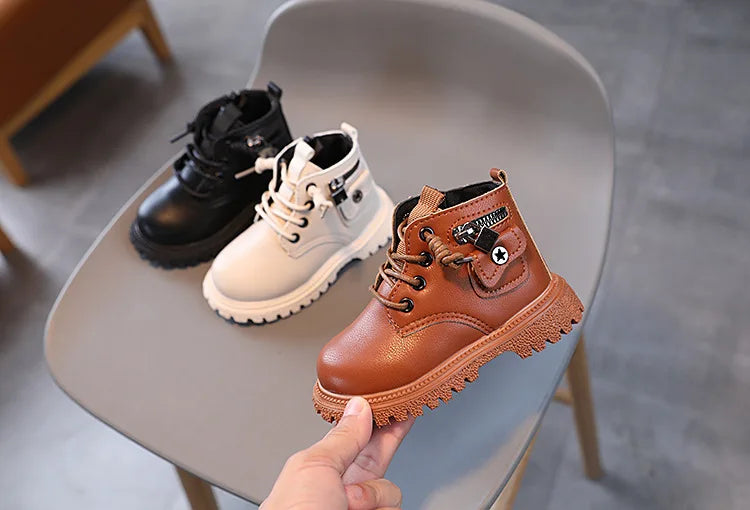 Spring Autumn Children Ankle Boots Classic Simple Black Boots for Girl Fashion Causal Kids Boots for Boys Leather Versatile Soft