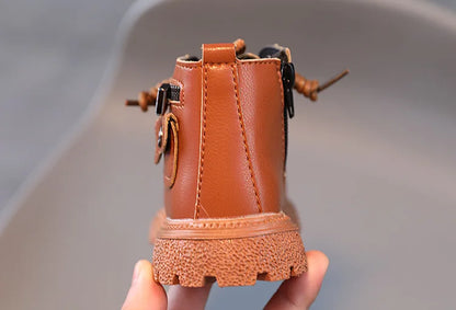 Spring Autumn Children Ankle Boots Classic Simple Black Boots for Girl Fashion Causal Kids Boots for Boys Leather Versatile Soft