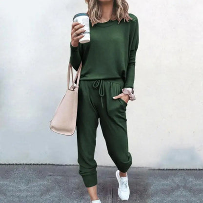 Women Autumn Casual Tracksuits 2025 Solid Color Loose Pullover Hoodies Two Piece Set Female Long Sleeve Tops Pants Sportswear