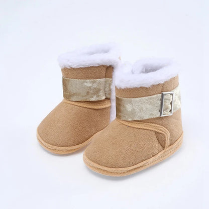Winter Baby Boots Plus Velvet Snow Booties Baby Shoes Warm baby Girl Shoes Pompom Soft Sole Indoor Walking Shoe