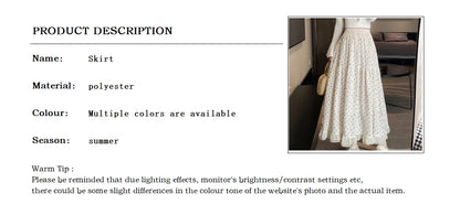 Summer White Floral Long Skirt Womens Y2k Clothes Fashion Elastic High Waist Casual Elegant Spliced Gauze Skirts for Women 2025