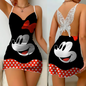 Minnie Mouse Backless Dress Fashion Summer Dresses 2025 Pajama Skirt Bow Knot Mickey Disney Satin Surface Women's Elegant Women
