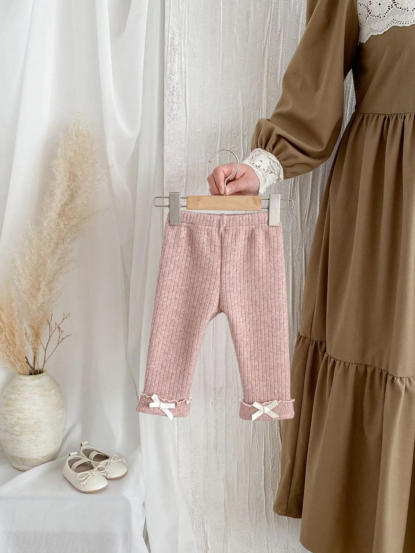 2025 Winter New Baby Plus Velvet Thick Leggings Cotton Girls Cute Bow Warm Trousers Infant Fleece Casual Pants Toddler Clothes