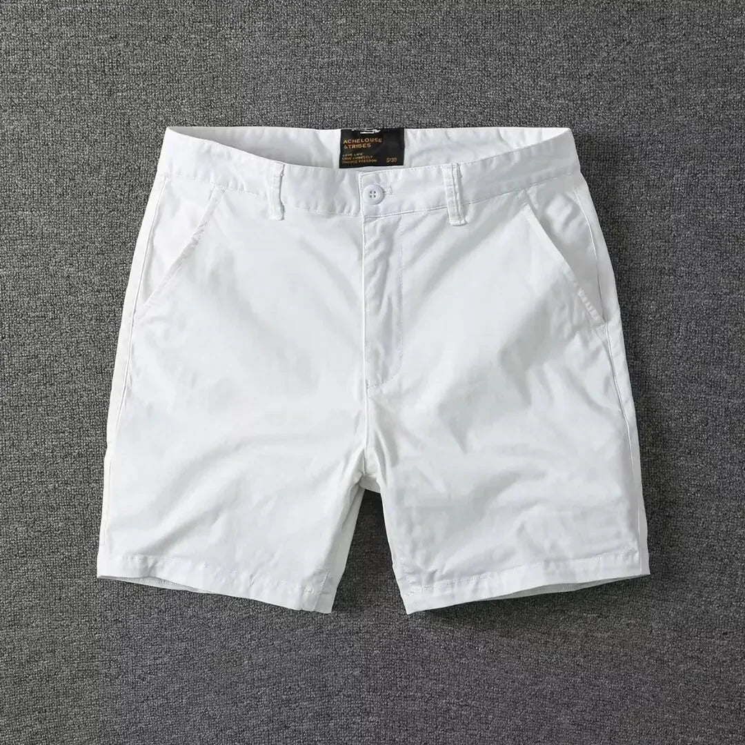 Men's Casual Cotton Shorts Summer Solid Color Slim Fit Loose Fit Thin Three-quarter Length Pants  Workwear