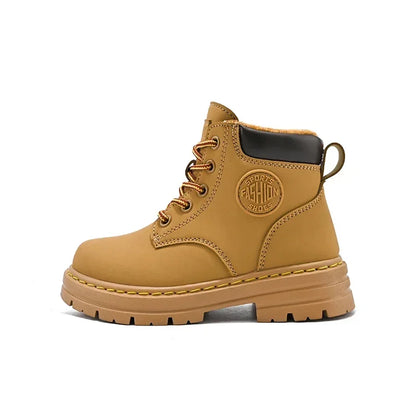 Classic Children Biker Boots Kids Tooling Boot Winter Child Plus Velvet Warm Snow Boot Anti-slip Wear-resistant Girls Boys Shoes