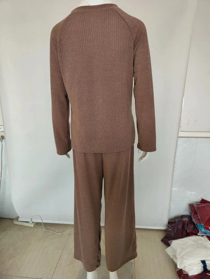 Women's Knit Lounge Sets Sweater Home Street Daily Basic Pure Simple Soft Sport Sweater Pant Fall Winter Round Neck Long Sleeve