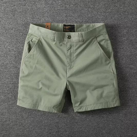 Men's Casual Cotton Shorts Summer Solid Color Slim Fit Loose Fit Thin Three-quarter Length Pants  Workwear