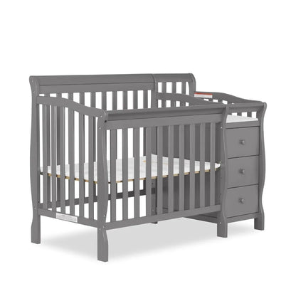 4-in-1 Mini Convertible Crib And Changer in Storm Grey, Greengard Gold Certified, Non-Toxic Finish