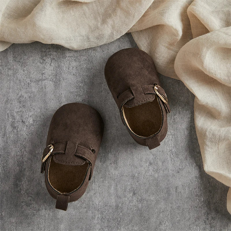 0-18M Newborn Baby First Walking Shoes Soft Cow Suede Sole Rubber Non-slip Walking Shoes Newborn Boys Girls Casual Flats
