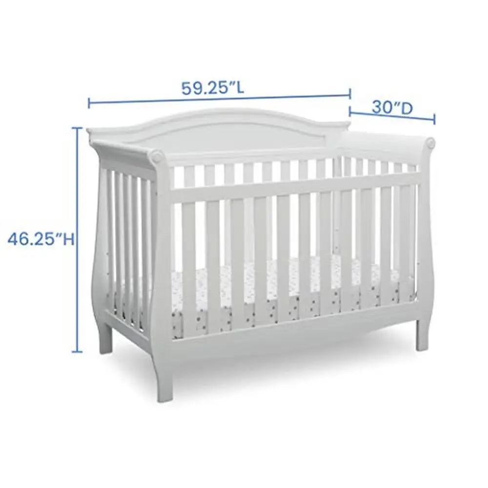 Convertible 4-in-1 Baby Crib Bianca White Toddler Daybed Full Size Rails Solid Pine Wood JPMA Certified Nursery Collection