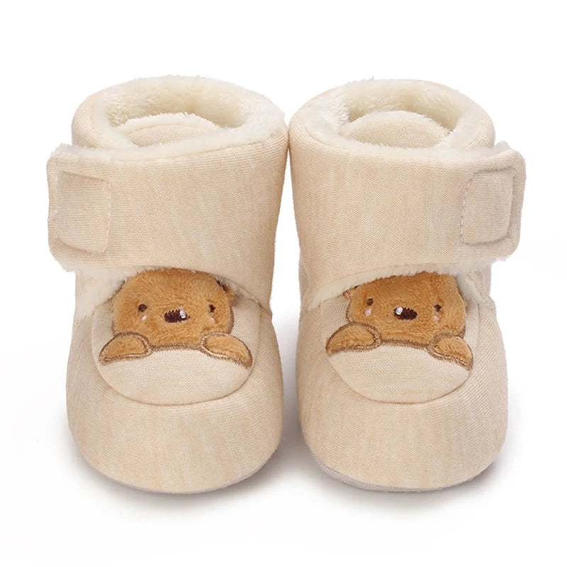 Winter Snow Baby Boots Cute Bear Warm Booties For Kids Soft Sole Infant Newborn Toddler Baby Girl Shoes