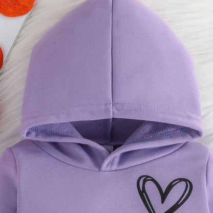 Children Hooded Tracksuits Suits 3-24M Toddler Boys Girls Clothing Suit Heart Print Sweatshirt And Sports Pants Set