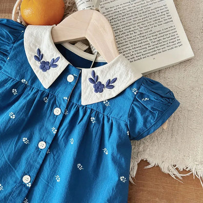 MILANCEL Baby Summer Clothes Set Lovely Peter Pan Collar Blouse and Shorts 2Pcs for Infant Girls Toddler Outfit