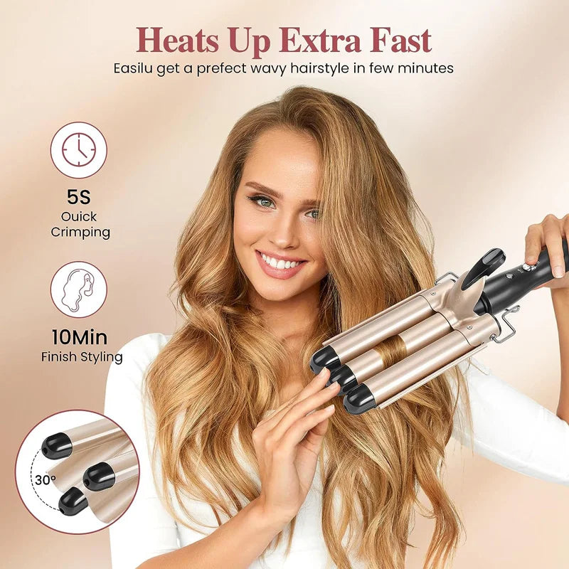 Hair Curler Tourmaline Ceramic 3 Barrel Hair Curling Iron Electric Curl Hair Machine Triple Barrel Hair Curler Hair Styling Tool