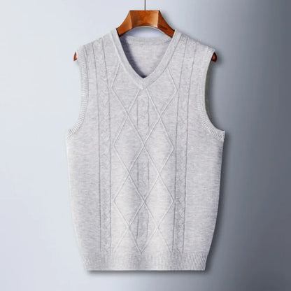 2025 New Trend Men's Business Casual Pullover Wear Warm Sleeveless Wool Knitted Sweater Vest Tops