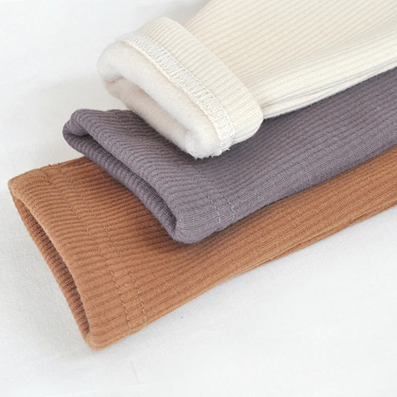 Autumn Winter Toddler Kids Girls Pant Plush Velvet Thick Warm High Waist Bottoming Baby Boys Leggings