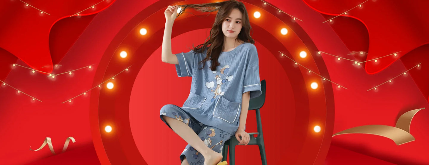 Summer Cool Ladies Faux Silk Polyester PJ Sexy Sling Pajama Sets Home wear Women's Pajamas Female Sleepwear Home wear Gift for GF