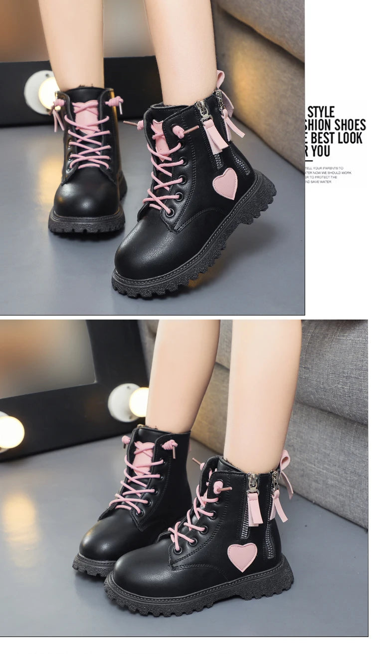 Girls Ankle Boots 2025 New Autumn and Winter Fashion Double Zip Beautiful Princess Non-slip Performance Boots for Catwalk Casual