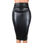 High Waist Skirts Bodycon Skirt Sexy Leather Back Split Women Pencil Office Lady Pencil Package Summer Long Skirt