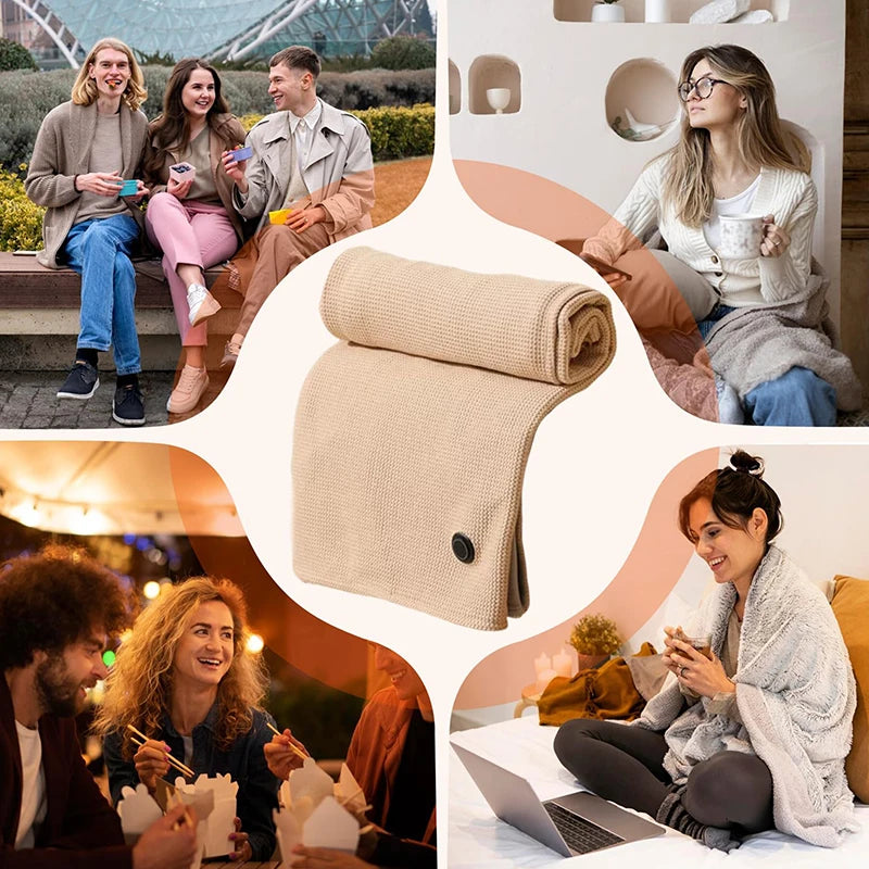 Heated Shawl Wrap for Cold Winter USB Heated Blanket Soft 3 Heat Level Warm Scarf