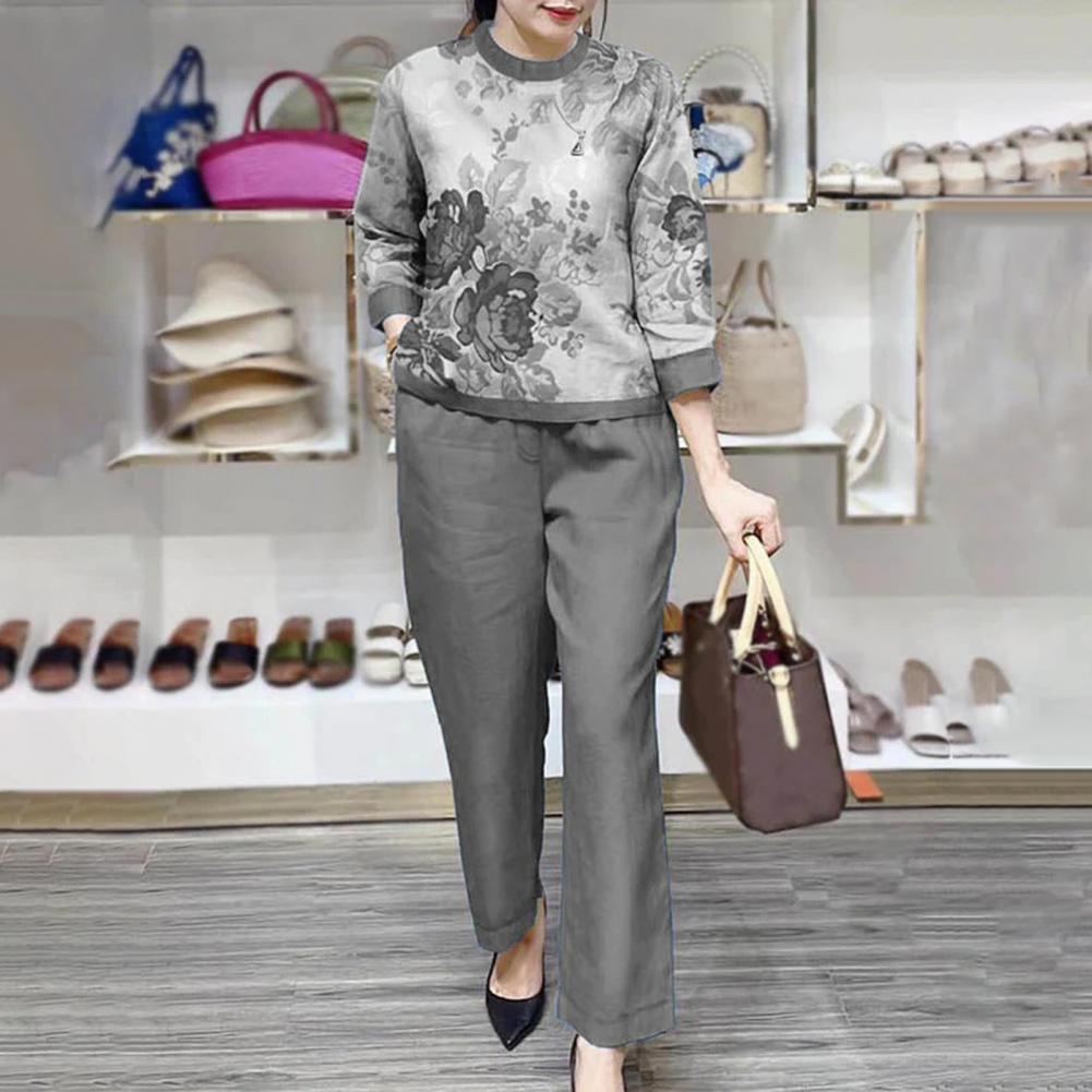 Summer Sets Large Silk Wide Leg Trouser Set Women's Spring 2025 New Print Silk Fashion Slim Two Piece Set Female Elegant