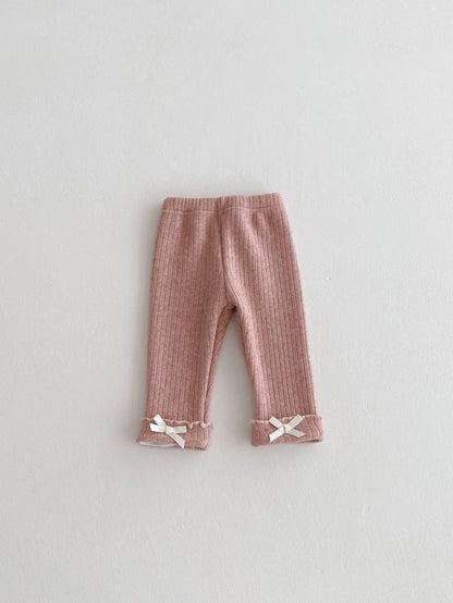 2025 Winter New Baby Plus Velvet Thick Leggings Cotton Girls Cute Bow Warm Trousers Infant Fleece Casual Pants Toddler Clothes