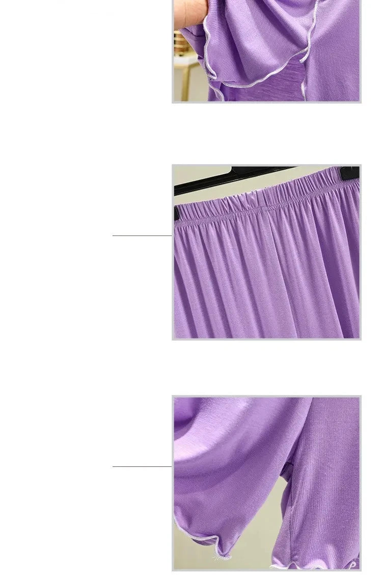 Modal loose short-sleeved shorts home clothes women summer thin style can be worn outside pajamas set versatile casual two