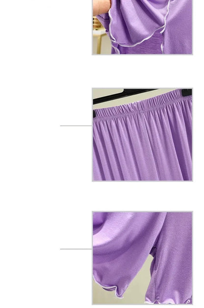 Modal loose short-sleeved shorts home clothes women summer thin style can be worn outside pajamas set versatile casual two