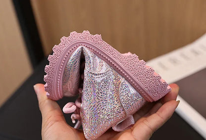 New Children's Autumn Boots Glossy Girls Causal Leather Boots Fashion Versatile Kids Princess Ankle Short Boots Round-toe Zipper