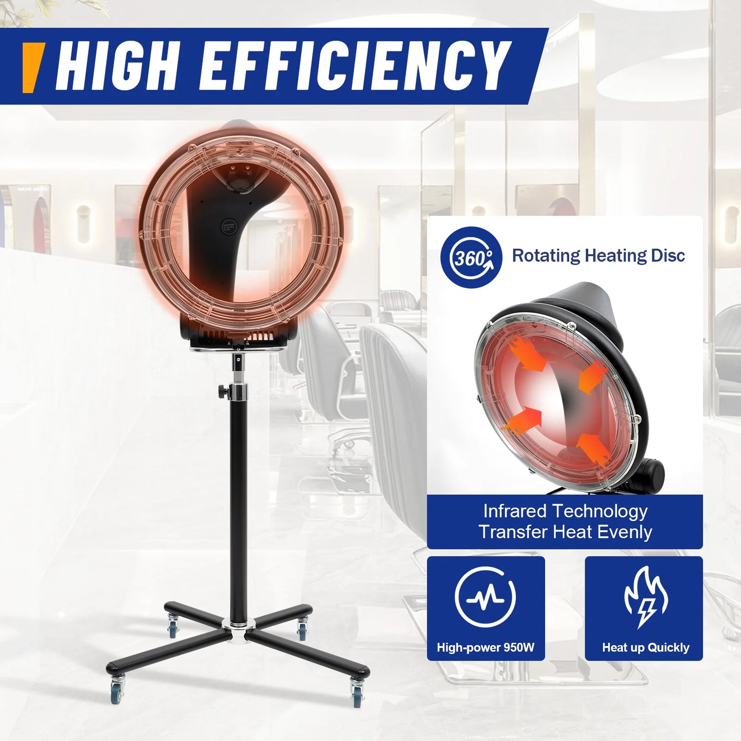 3-in-1 track infrared hair dryer 950w Six modes of heat able hair dryer Hair Salon Styling Height adjustable 58-66inch