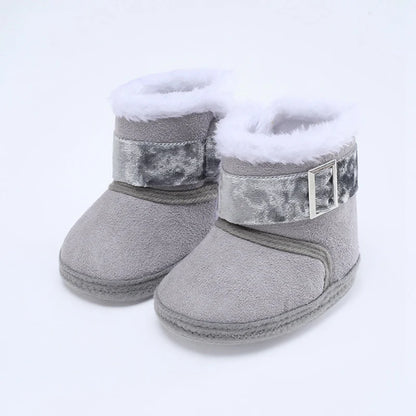Winter Baby Boots Plus Velvet Snow Booties Baby Shoes Warm baby Girl Shoes Pompom Soft Sole Indoor Walking Shoe