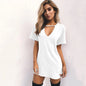 Deep V Neck Sexy Summer Dress Women Solid Color Hanging neck hollow White Mini Dress Pleated Party Dress