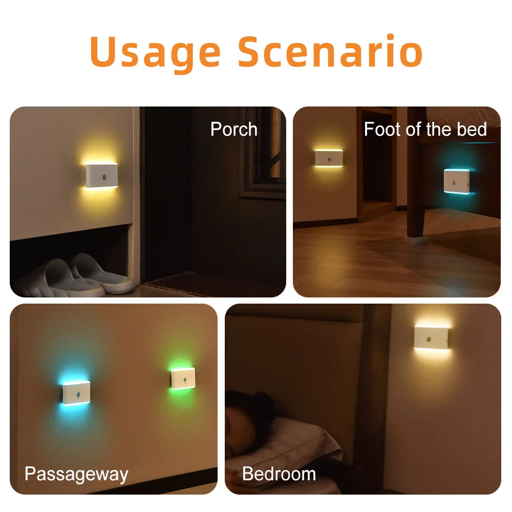 LED Motion Sensor Night Light, 3 Modes Stair Lamp, Dimmable Lighting with Battery, for Indoor Bedroom Cabinet Gift Camping Decor