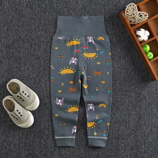 Baby Girls Boys Pants Toddler Bottoming Leggings Children Cotton Cartoon Trousers High Waist 2024 Autumn Newborn Kids Clothing