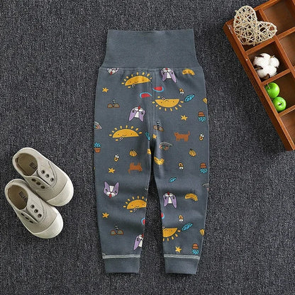 Baby Girls Boys Pants Toddler Bottoming Leggings Children Cotton Cartoon Trousers High Waist 2024 Autumn Newborn Kids Clothing