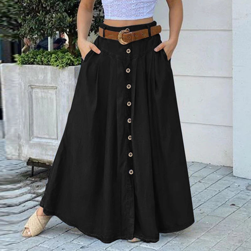 ZANZEA Cargo Skirts Elegant Women Evangelical Faldas  Mujer Office Lady High Waist Saias Summer 2025 Casual Buttons Up Jupes