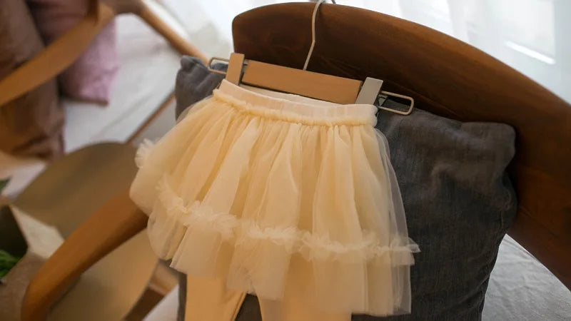 MILANCEL New Autumn Baby Children's Skinny Pants Culotte 1-4Y Girls Sweet Mesh Skirt Leggings Kids Trousers