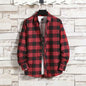 Spring New Korean Style Plaid Shirts Men's Handsome Long-sleeved Loose Casual All-matching Shirt Coats 2025 Trend Men's Clothing