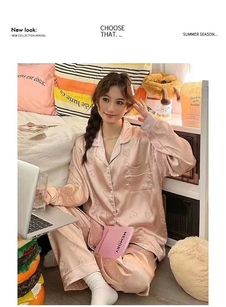 Summer Cool Ladies Faux Silk Polyester PJ Sexy Sling Pajama Sets Home wear Women's Pajamas Female Sleepwear Home wear Gift for GF