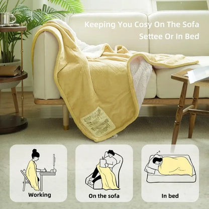 Heated Blanket Electric Throw 50''X60''-Soft Silky Plush Electric Blanket with 4 Heating Level & 3 Hour Auto Off Heating Blanket