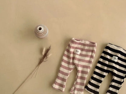 Autumn Winter Children Ribbed Striped Thick Warm Leggings Girl Baby Cotton Casual Pants Boy Infant Fashion Trousers Kid Clothes