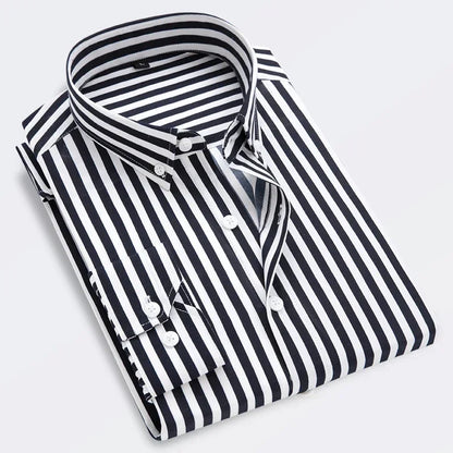 Brand New Men Shirt Male Dress Shirts Striped Men's Casual Long Sleeve Business Formal Plaid Shirt camisa social