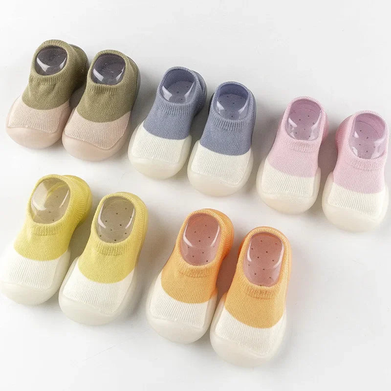 1pair Baby First Walker Toddler Shoes Non-slip Comfortable Silicone Soft Sole Casual Indoor Floor Socks Knit Booties for Newborn