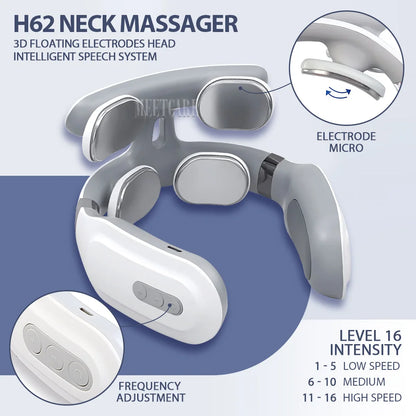 Smart Back Neck Massager with Heating TENS Pulse Cervical Muscle Massage Wireless Shoulder Relief Pain Health Care
