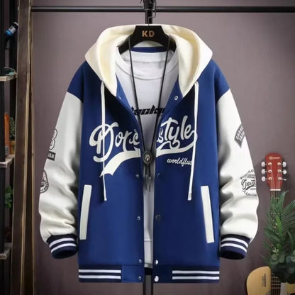Men's Hooded Baseball Jersey Autumn Korean Casual Hooded Jacket Harajuku High Street Fashion Men's Clothing High Quality Coat