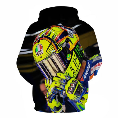 2025 Spring and Autumn Men's Women's Hip Hop 3D Hoodie Motorcycle Outdoor Leisure Long Sleeve Sweatshirt Street Fashion F